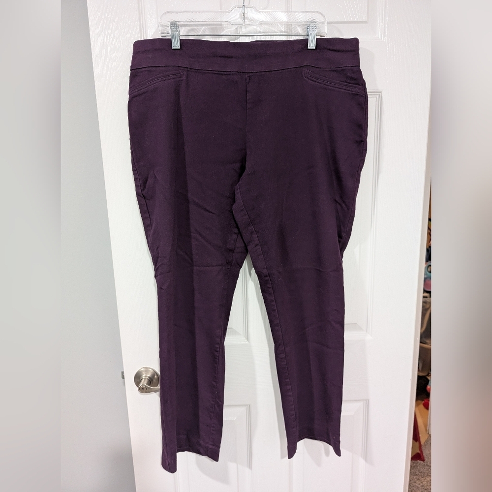 Croft & Barrow Purple The Effortless Stretch Pant in Size 18 (Pull On Style)